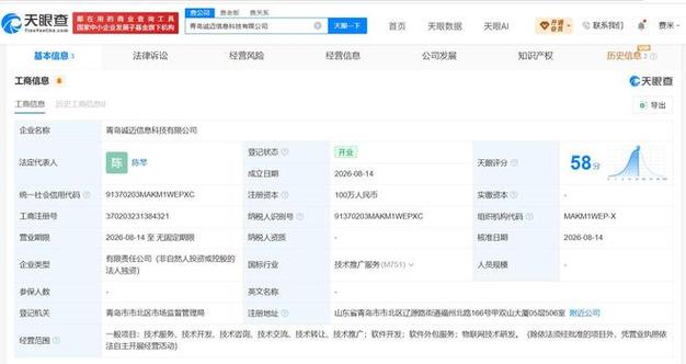 人为陈琴,注册资本100万人民币,经营范围包含软件开发,软件外包服务